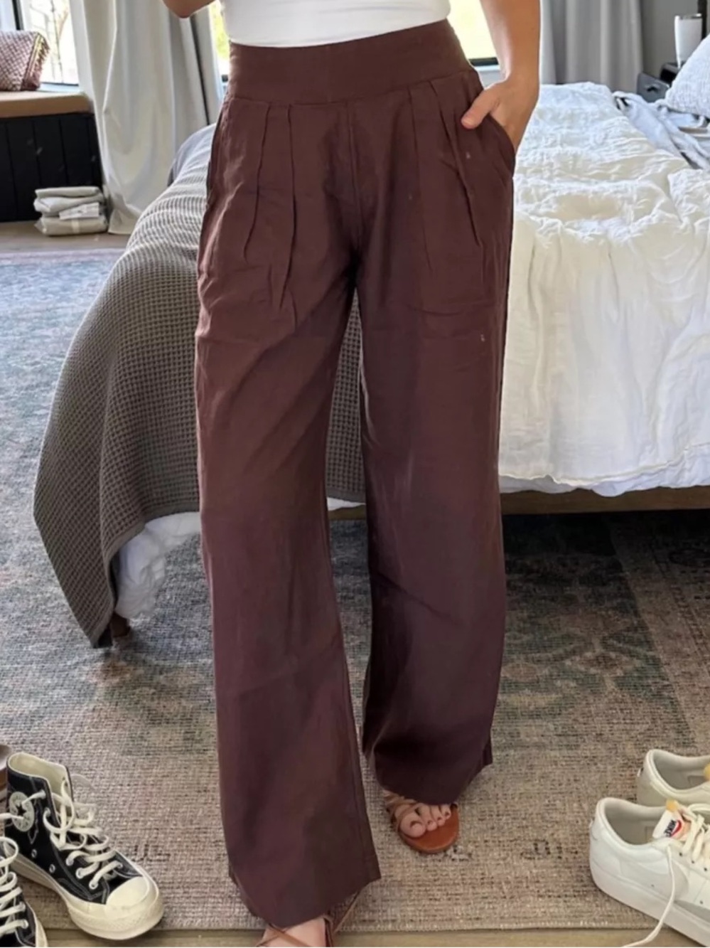 NWOT Abercrombie & Fitch Brown Linen Blended Pants